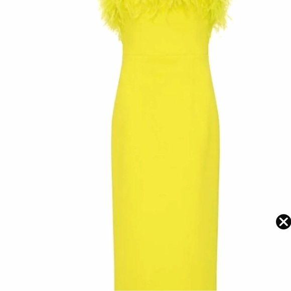 Rebecca Vallance Dresses & Skirts - Rebecca Vallance Vibrant Yellow Midi Dress with Feather Detail